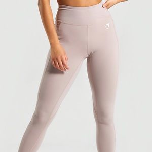 Gymshark dreamy cropped leggings in taupe/white